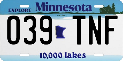 MN license plate 039TNF