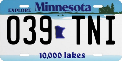 MN license plate 039TNI