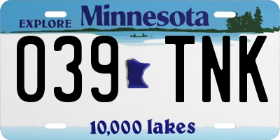 MN license plate 039TNK