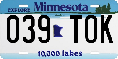 MN license plate 039TOK