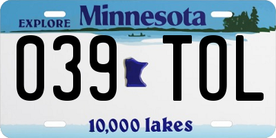 MN license plate 039TOL