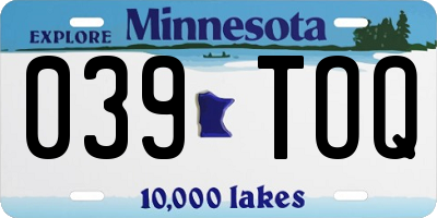 MN license plate 039TOQ
