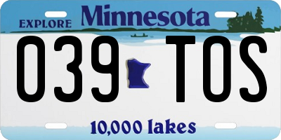 MN license plate 039TOS