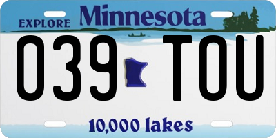 MN license plate 039TOU
