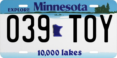 MN license plate 039TOY