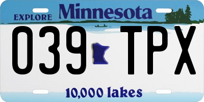 MN license plate 039TPX