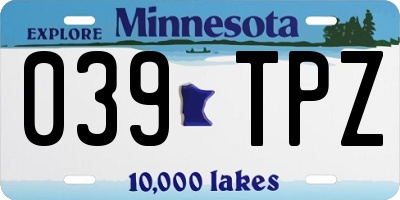 MN license plate 039TPZ