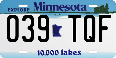 MN license plate 039TQF