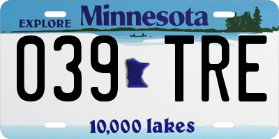 MN license plate 039TRE