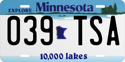 MN license plate 039TSA