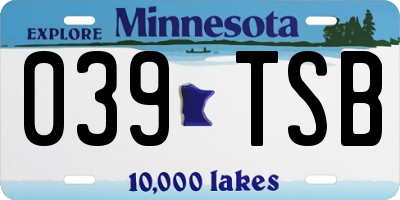 MN license plate 039TSB