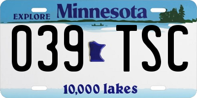 MN license plate 039TSC