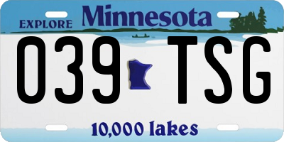 MN license plate 039TSG