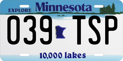 MN license plate 039TSP