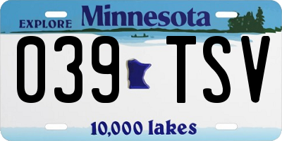 MN license plate 039TSV
