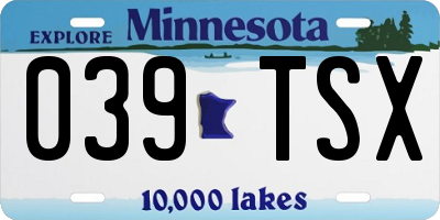 MN license plate 039TSX