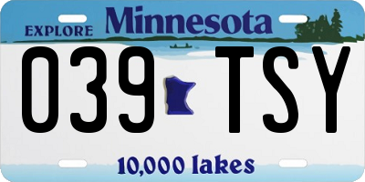 MN license plate 039TSY