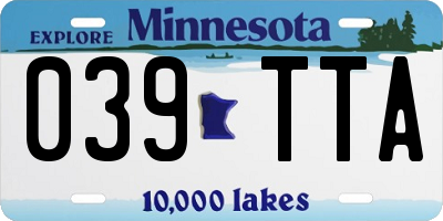 MN license plate 039TTA