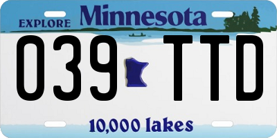 MN license plate 039TTD