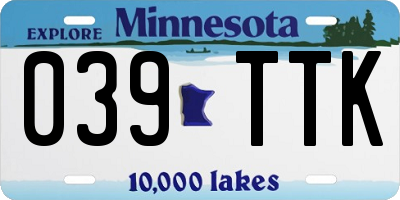 MN license plate 039TTK