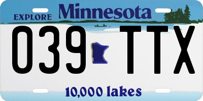 MN license plate 039TTX