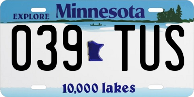 MN license plate 039TUS