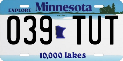 MN license plate 039TUT