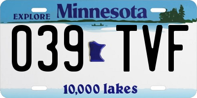 MN license plate 039TVF
