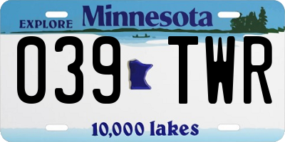 MN license plate 039TWR