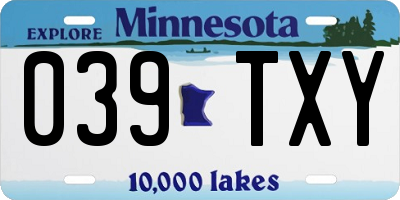 MN license plate 039TXY