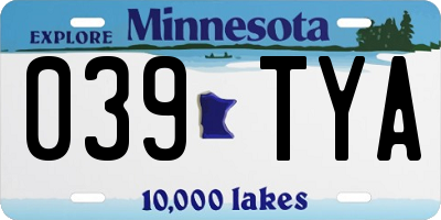 MN license plate 039TYA