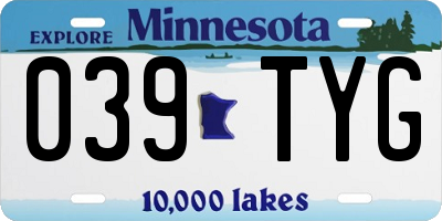 MN license plate 039TYG
