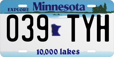 MN license plate 039TYH