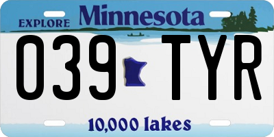 MN license plate 039TYR