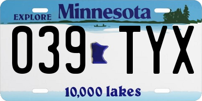 MN license plate 039TYX