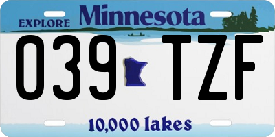 MN license plate 039TZF