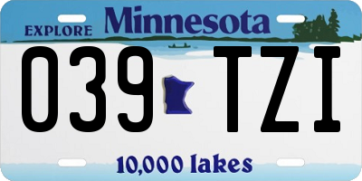 MN license plate 039TZI