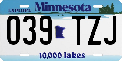 MN license plate 039TZJ