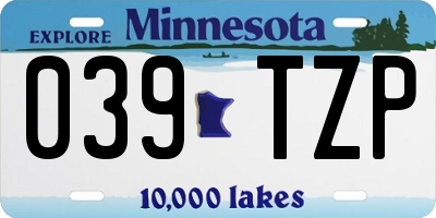 MN license plate 039TZP