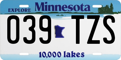 MN license plate 039TZS
