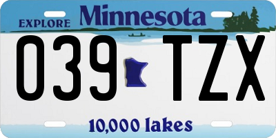 MN license plate 039TZX
