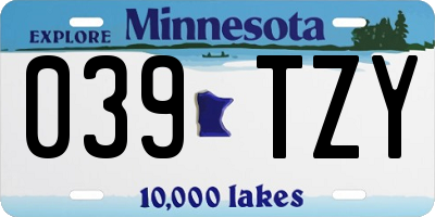 MN license plate 039TZY
