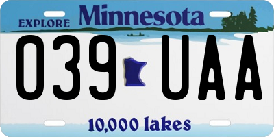 MN license plate 039UAA