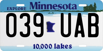 MN license plate 039UAB