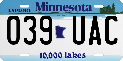 MN license plate 039UAC