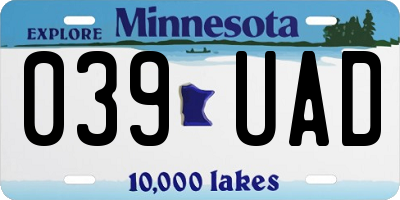 MN license plate 039UAD