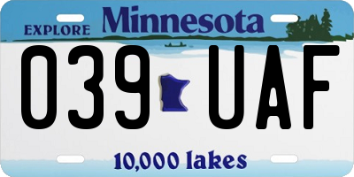 MN license plate 039UAF