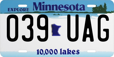 MN license plate 039UAG