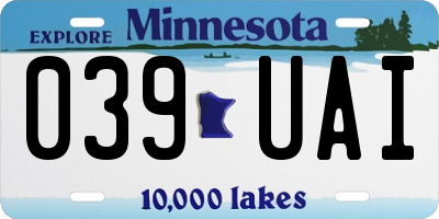 MN license plate 039UAI