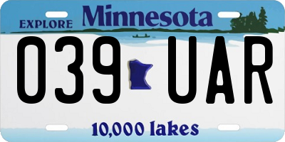 MN license plate 039UAR